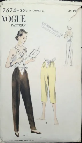 1955 Vogue Vintage Sewing Pattern 7674 - Maternity Pant