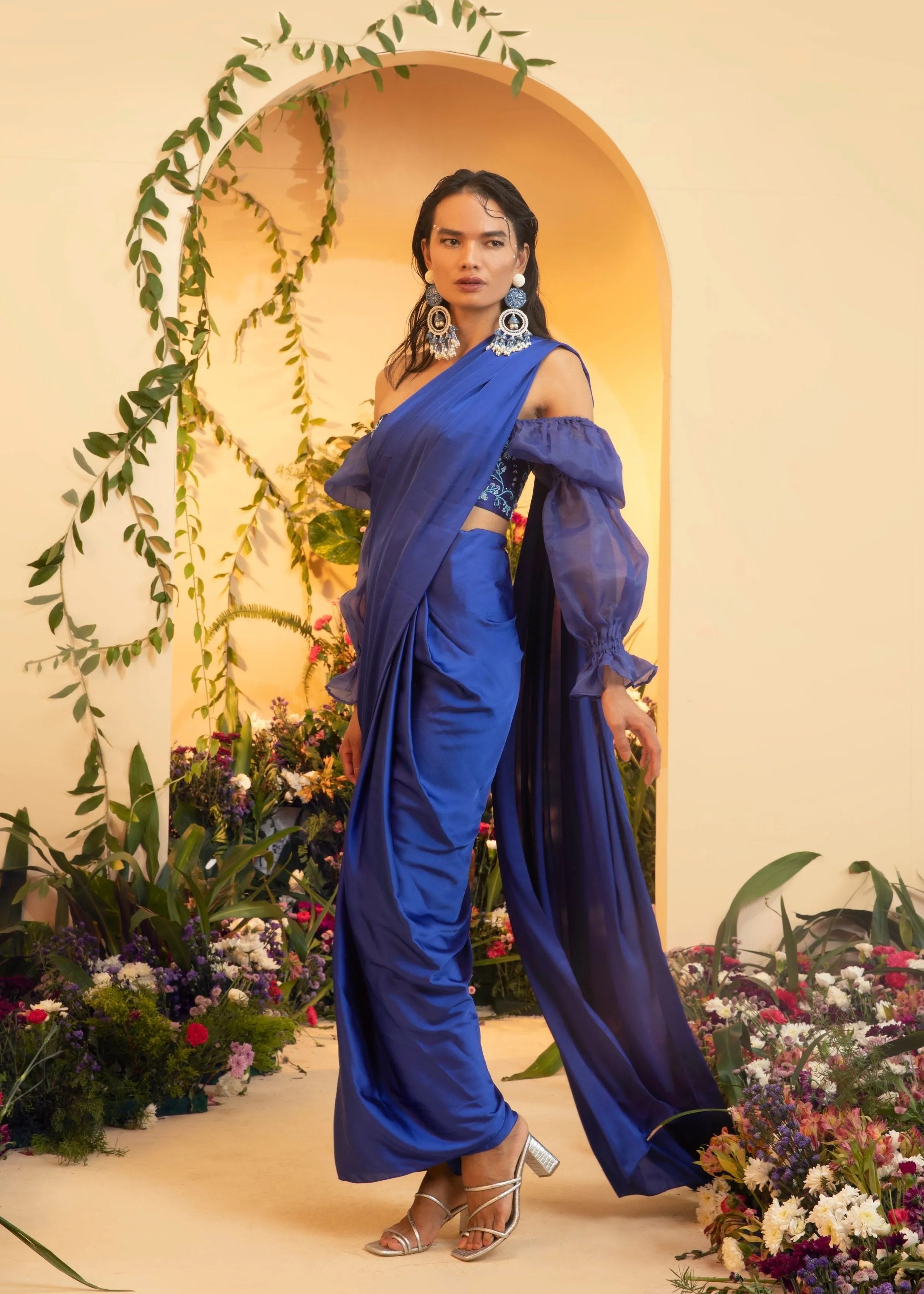 Abira Sapphire Satin Pre-Stitched Saree