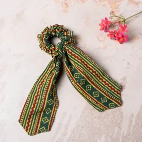 Ajrakh Print Cotton Elastic Hair Bands/Scarf Ponytail Holder/Scrunchie Ties