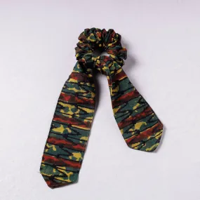 Ajrakh Print Cotton Elastic Hair Bands/Scarf Ponytail Holder/Scrunchie Ties