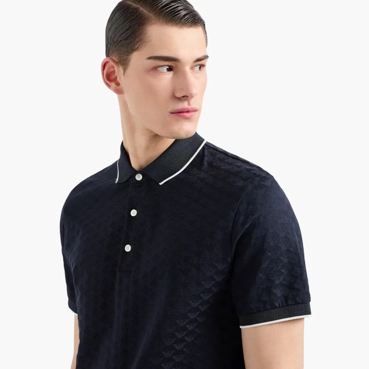 All Over Eagle Mercerised Cotton Polo T-Shirt