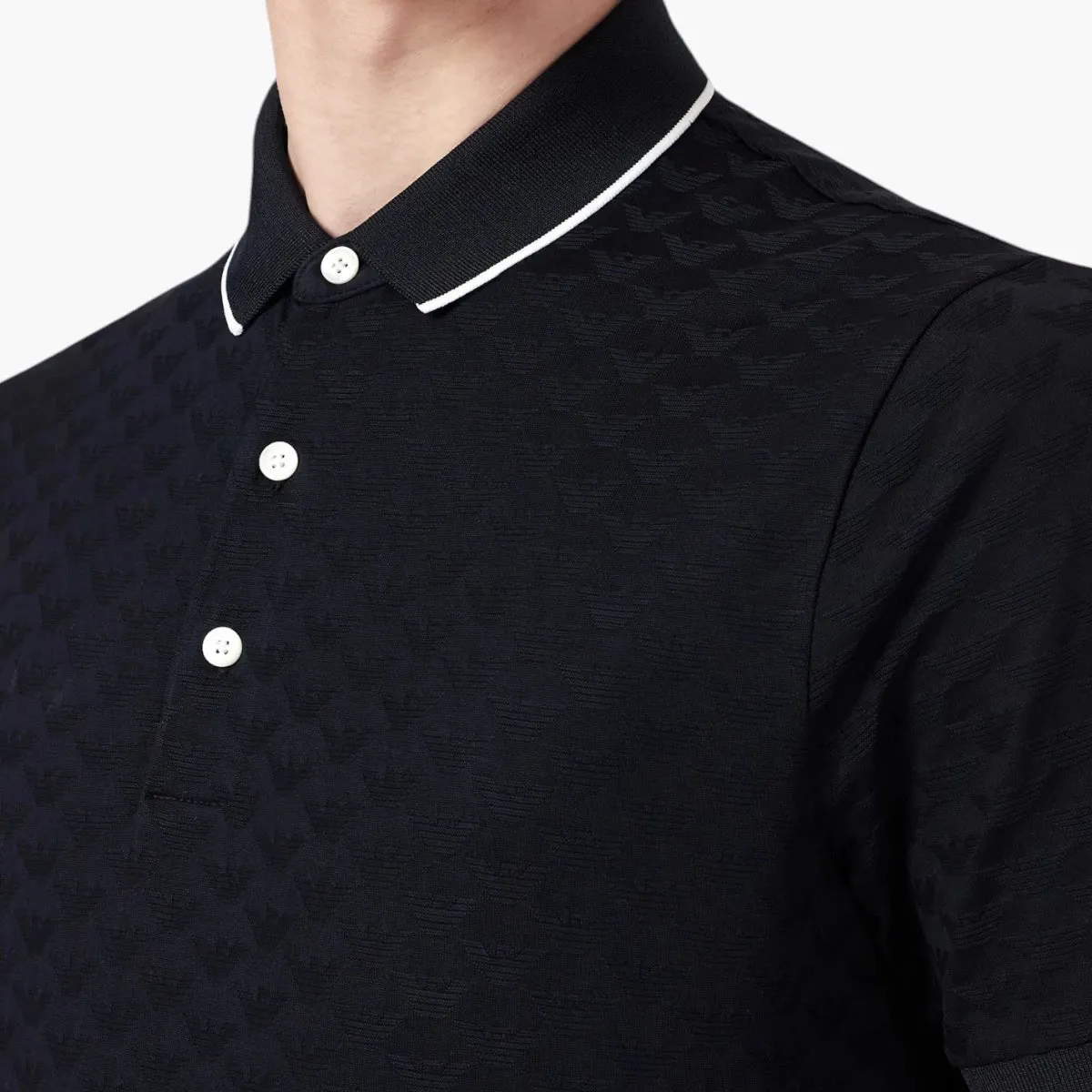 All Over Eagle Mercerised Cotton Polo T-Shirt