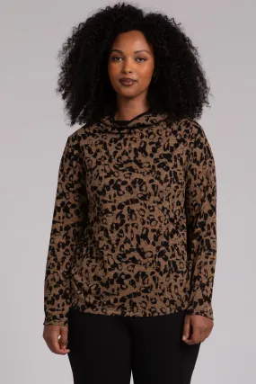 Animal Sweater Funnel Neck Top | Animal Camel