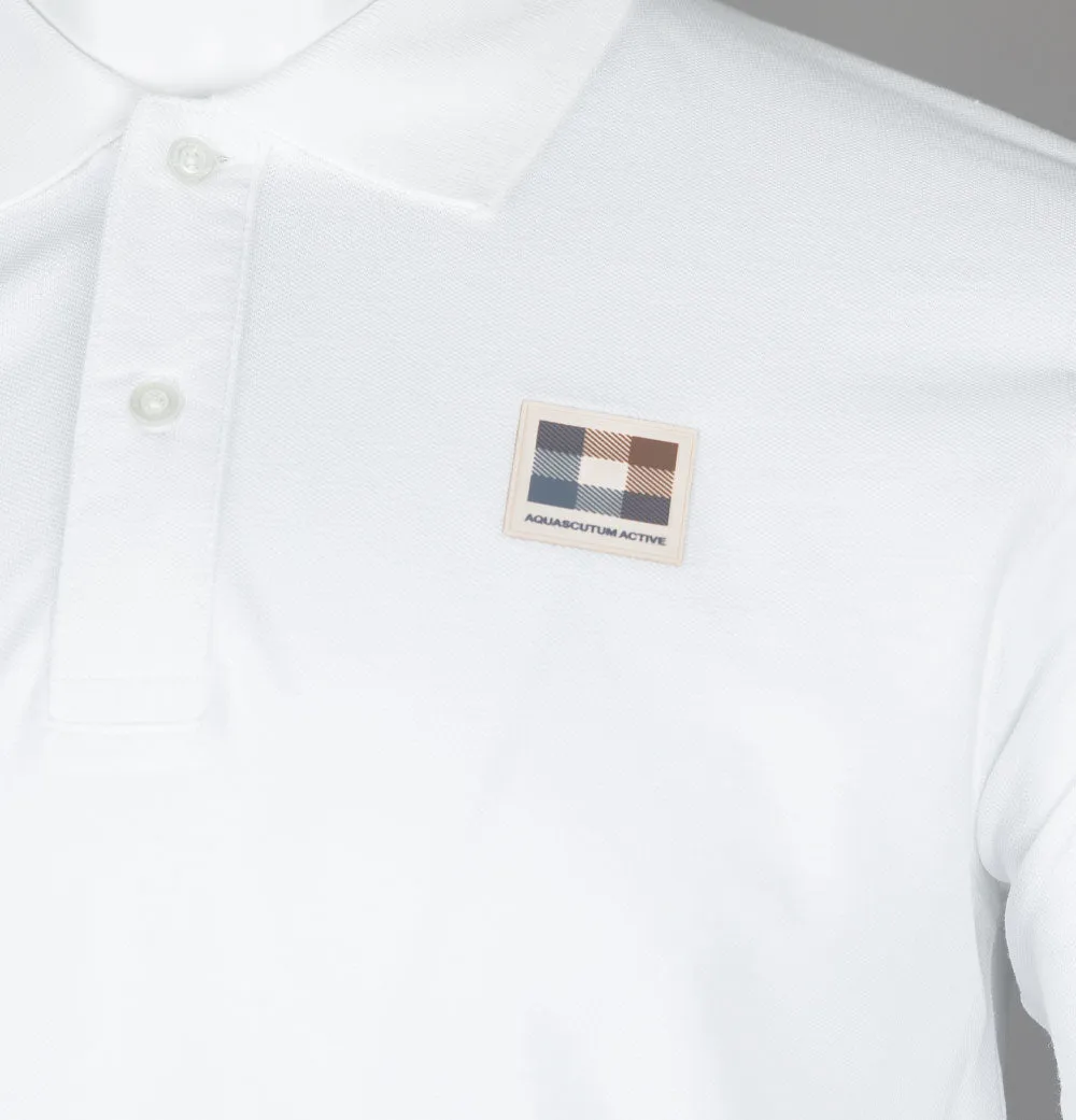 Aquascutum Check Patch Polo Shirt White