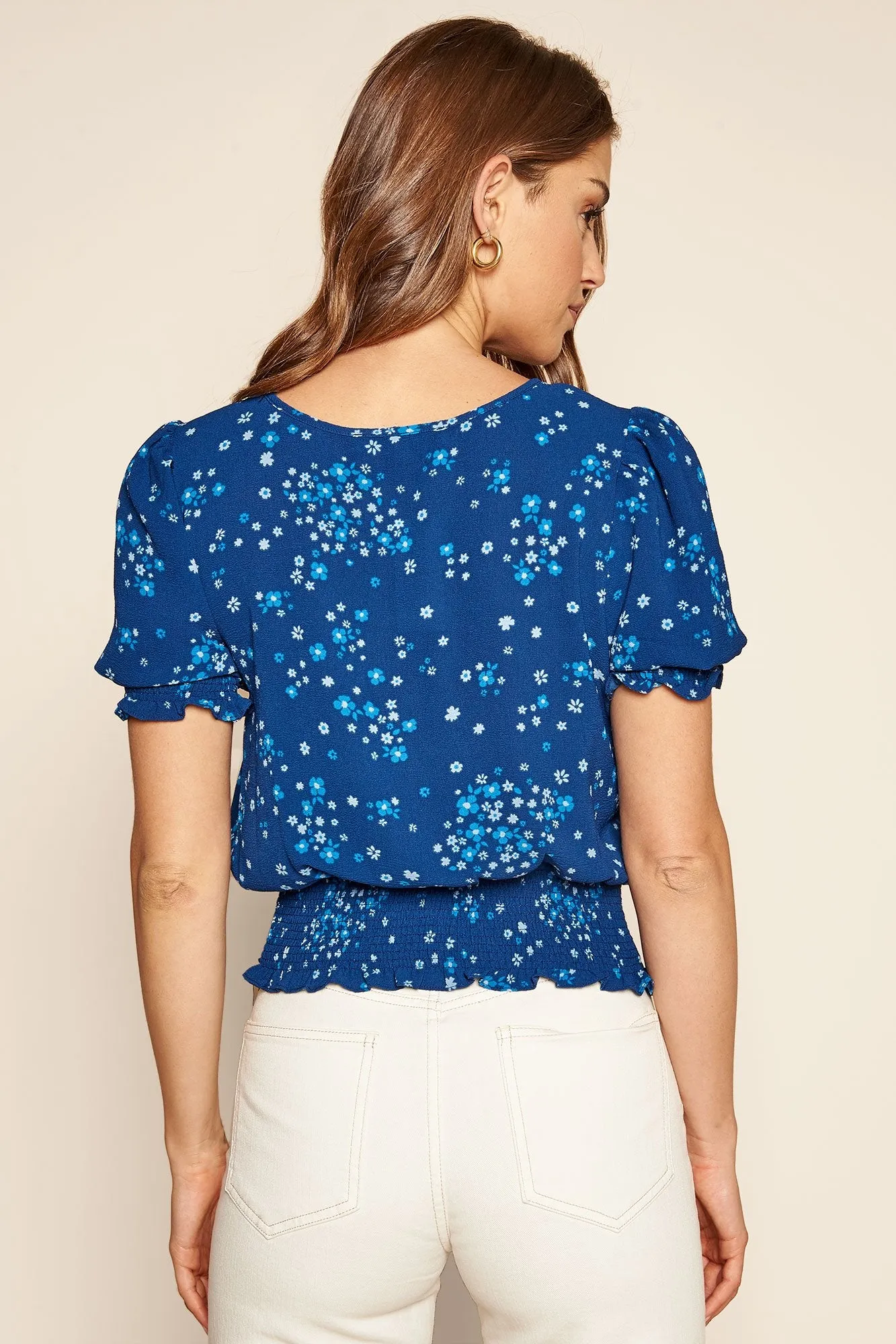 Arista Floral Eclipse Smocked Waist Top