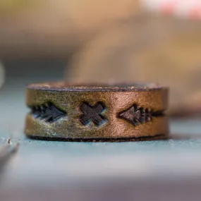 Arrows Leather Ring | Dark Olive