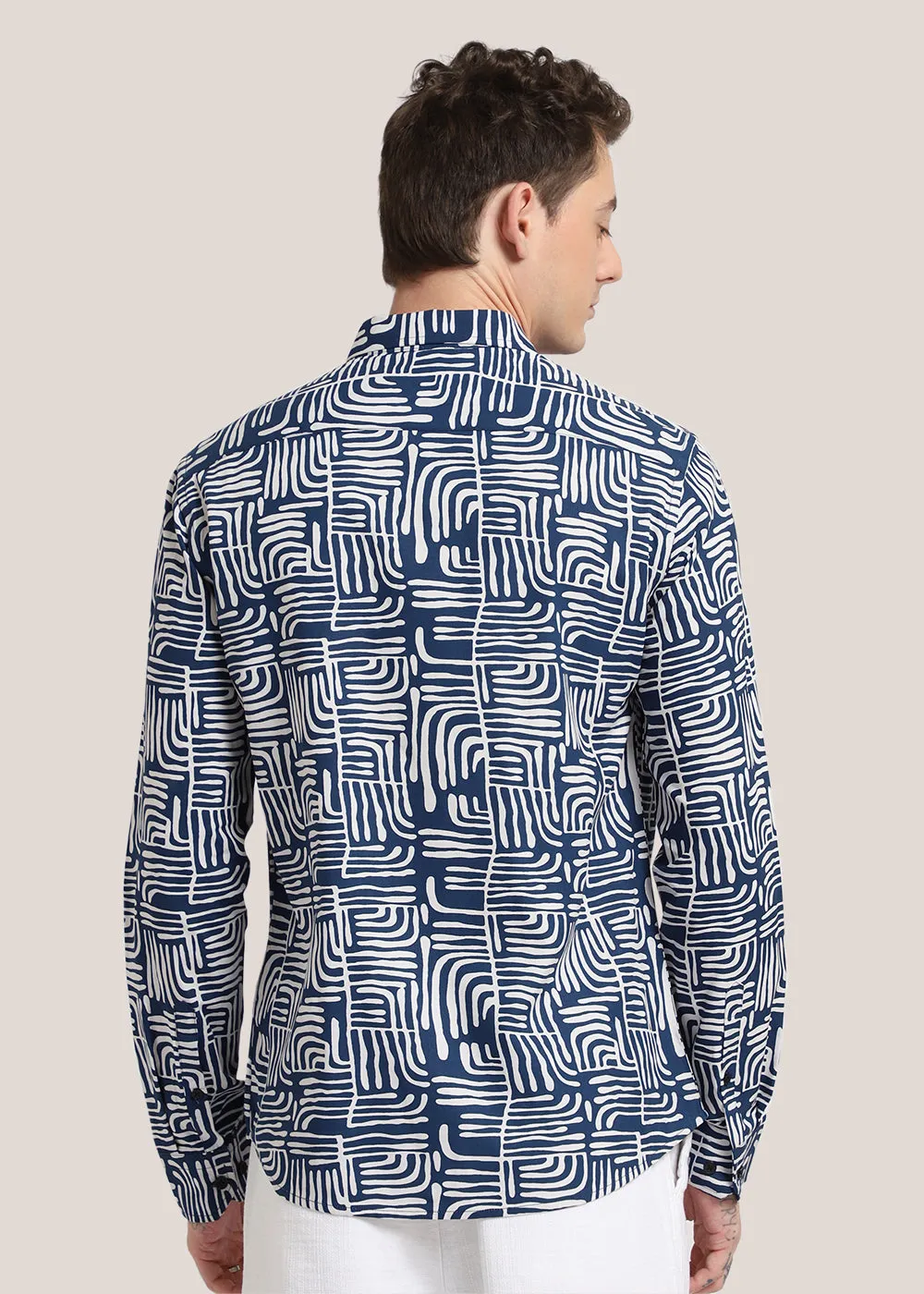 Art Deco Blue Printed Shirt