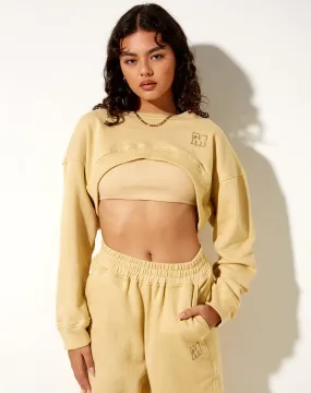 Bacel Cropped Sweatshirt in Custard M Embro