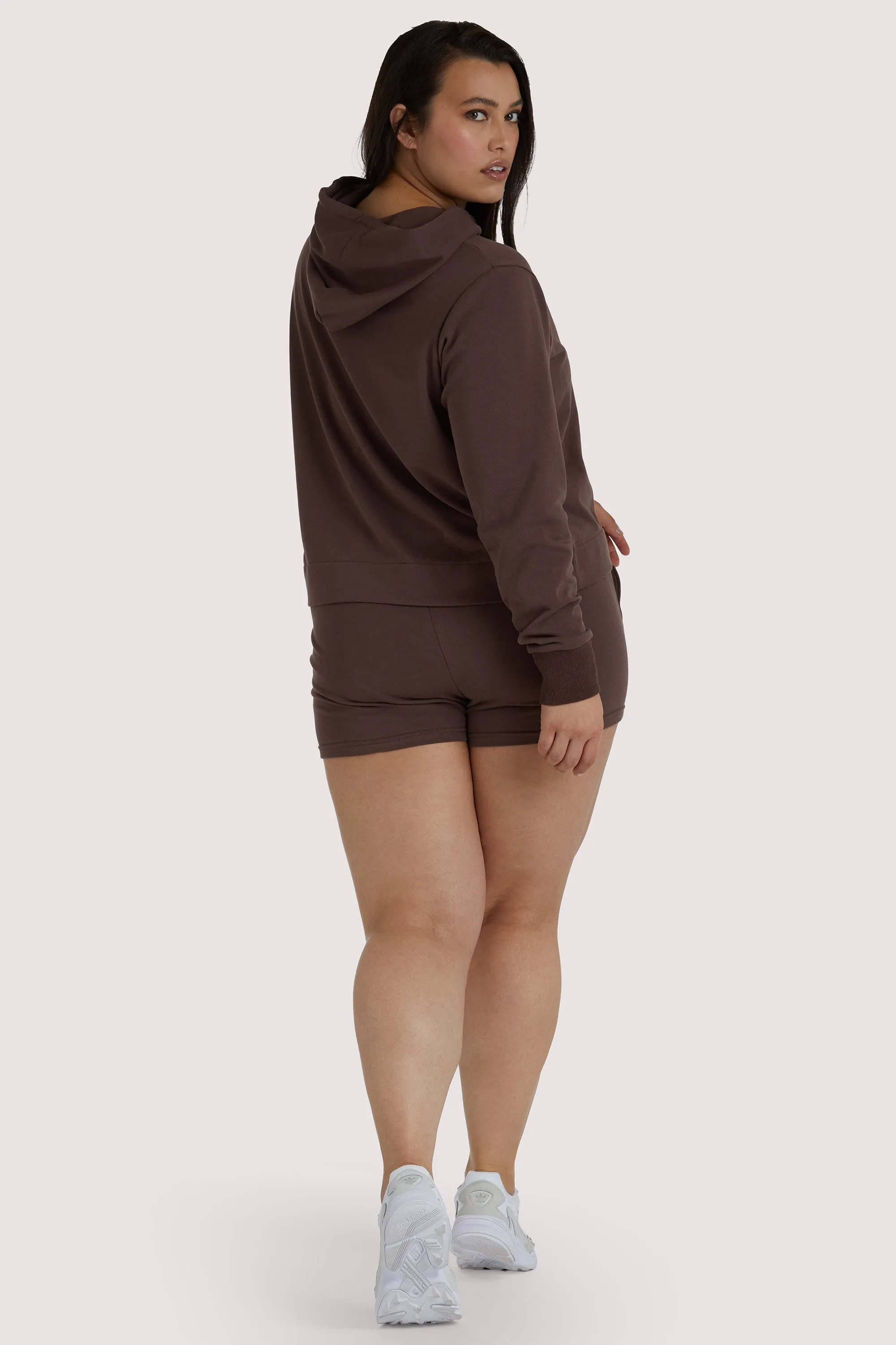 Brown Tie Waist Curve Shorts