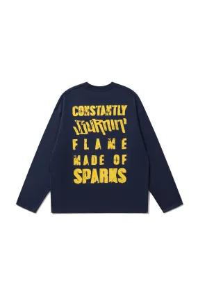 BURNIN*97'Series Logo Slogan Back Print Long Sleeve T-shirt