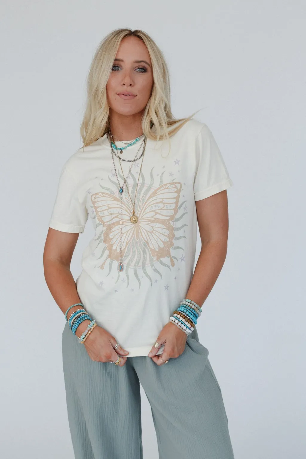 Butterfly Sun Graphic Tee - Ivory