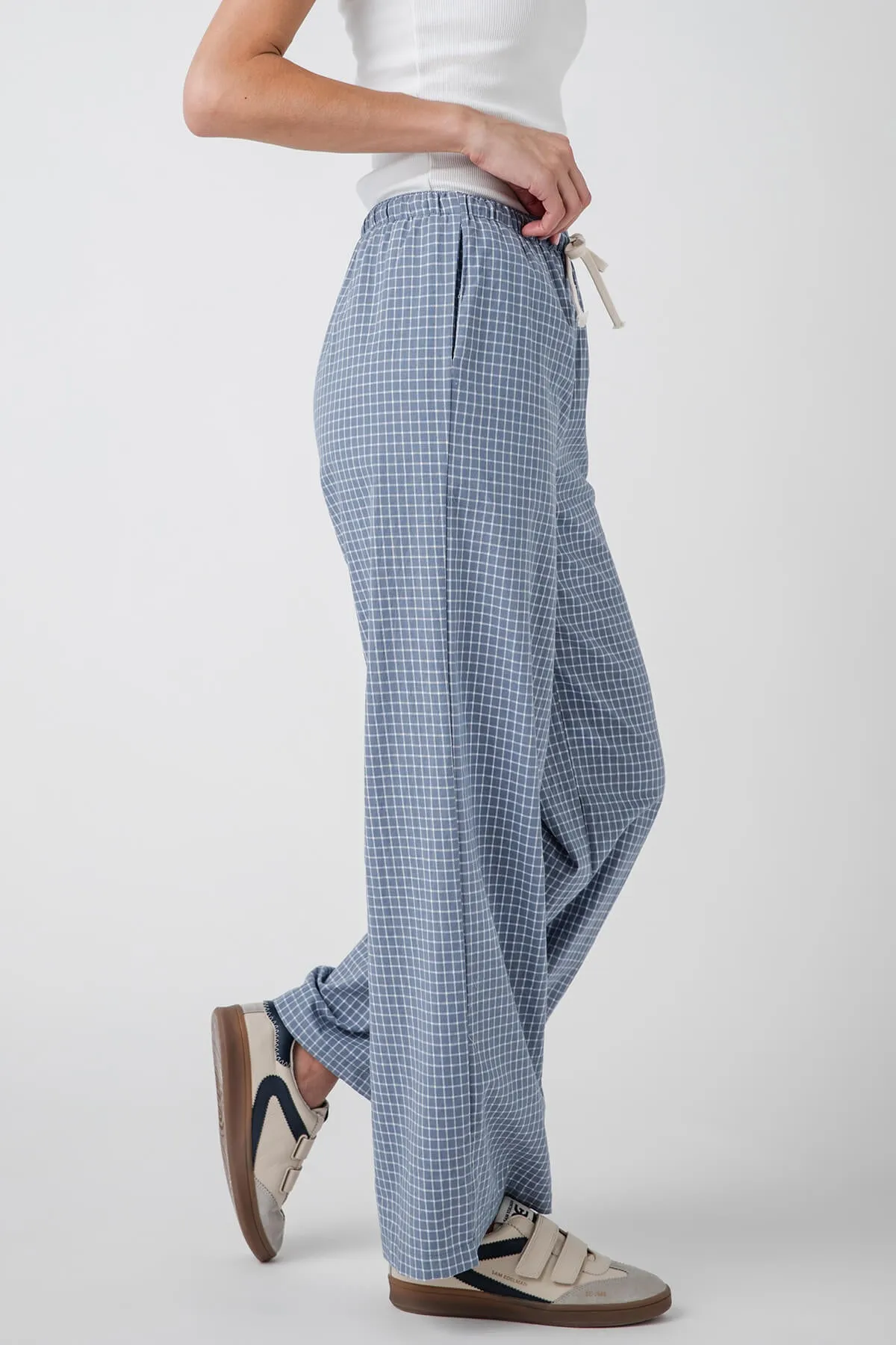 Buttermelon Drawstring Checkered Pants