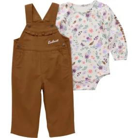 Carhartt Infant Girls' Long Sleeve Bodysuit & Canvas Overall Set