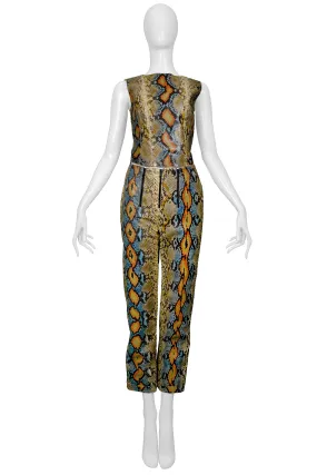 CHANEL MULTICOLOR SNAKE PANTSUIT ENSEMBLE 2000