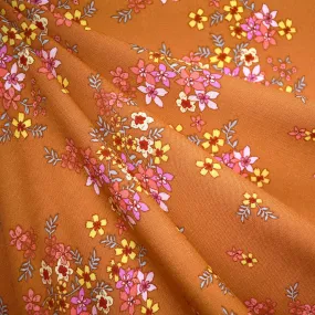 Colorful Branching Floral Rayon Challis Amber/Multi