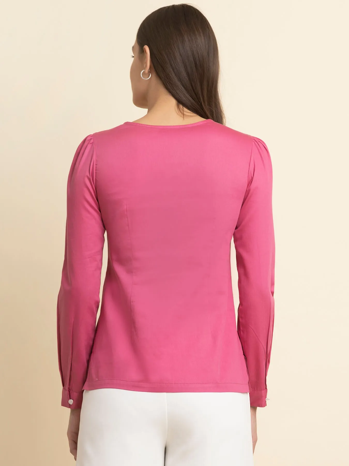 Cotton Pleat Detail Top - Pink