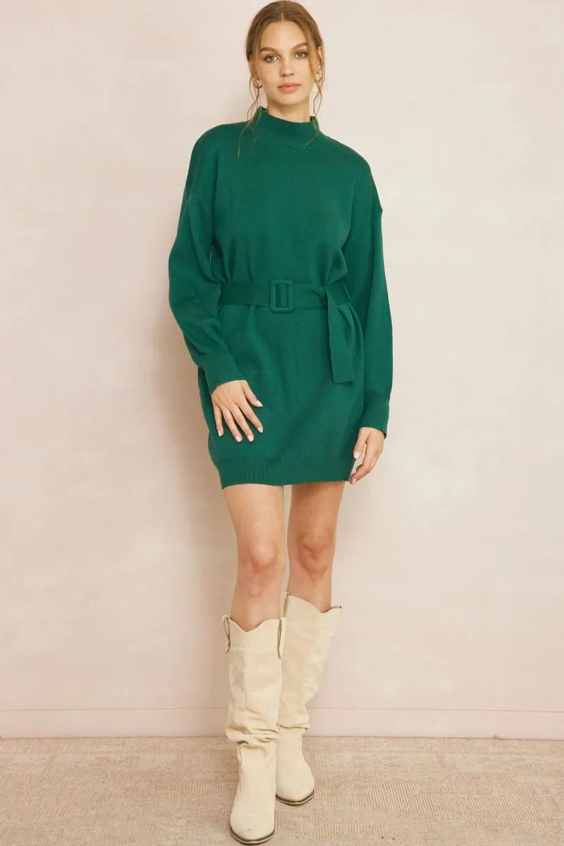 Cozy Dreams Green Knit Dress