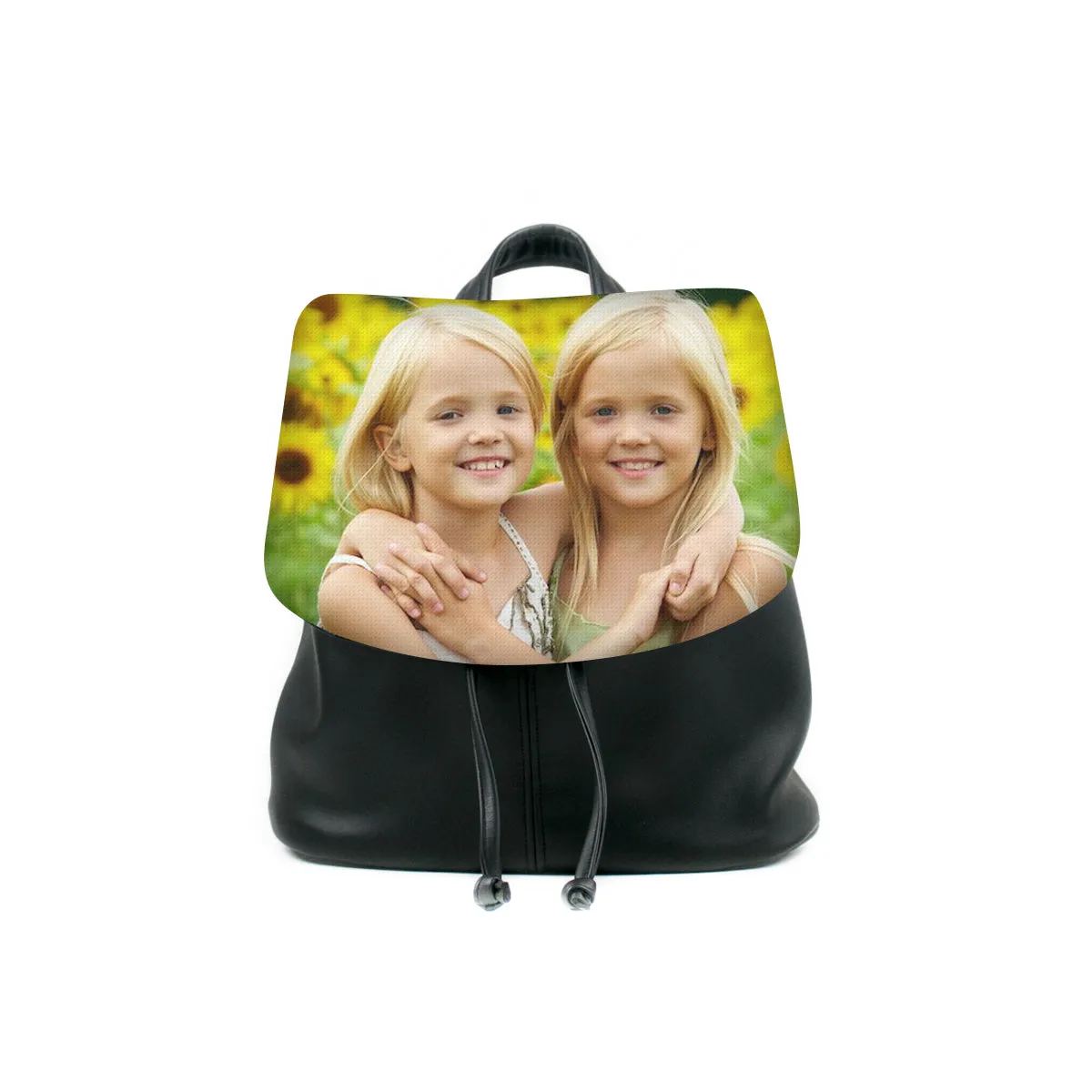 Custom Photo Eco Canvas Vegan Drawstring Backpack (Multicolored)