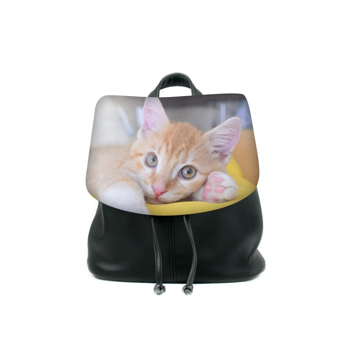 Custom Photo Eco Canvas Vegan Drawstring Backpack (Multicolored)