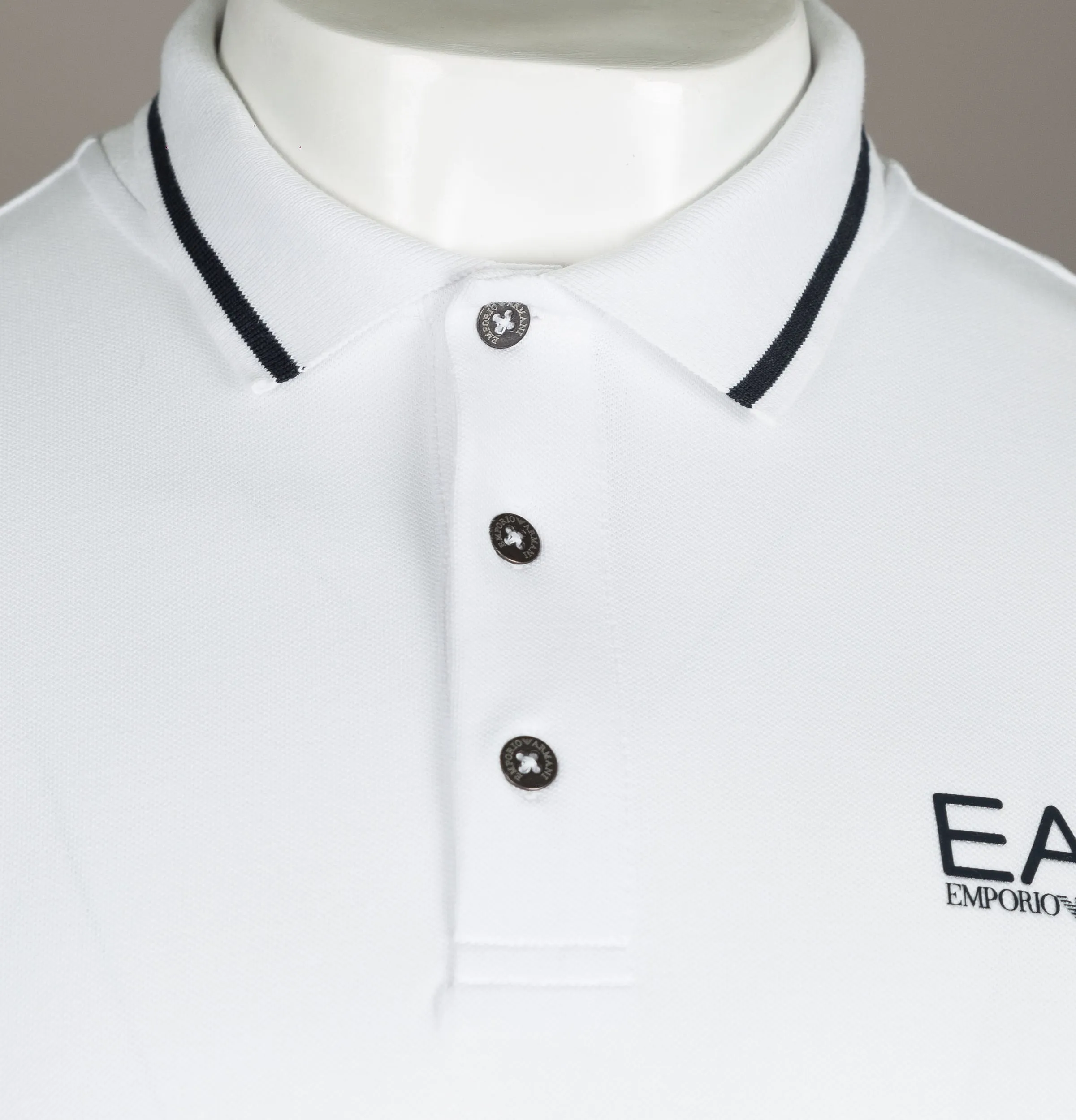 EA7 S/S Tipped Collar Polo Shirt White