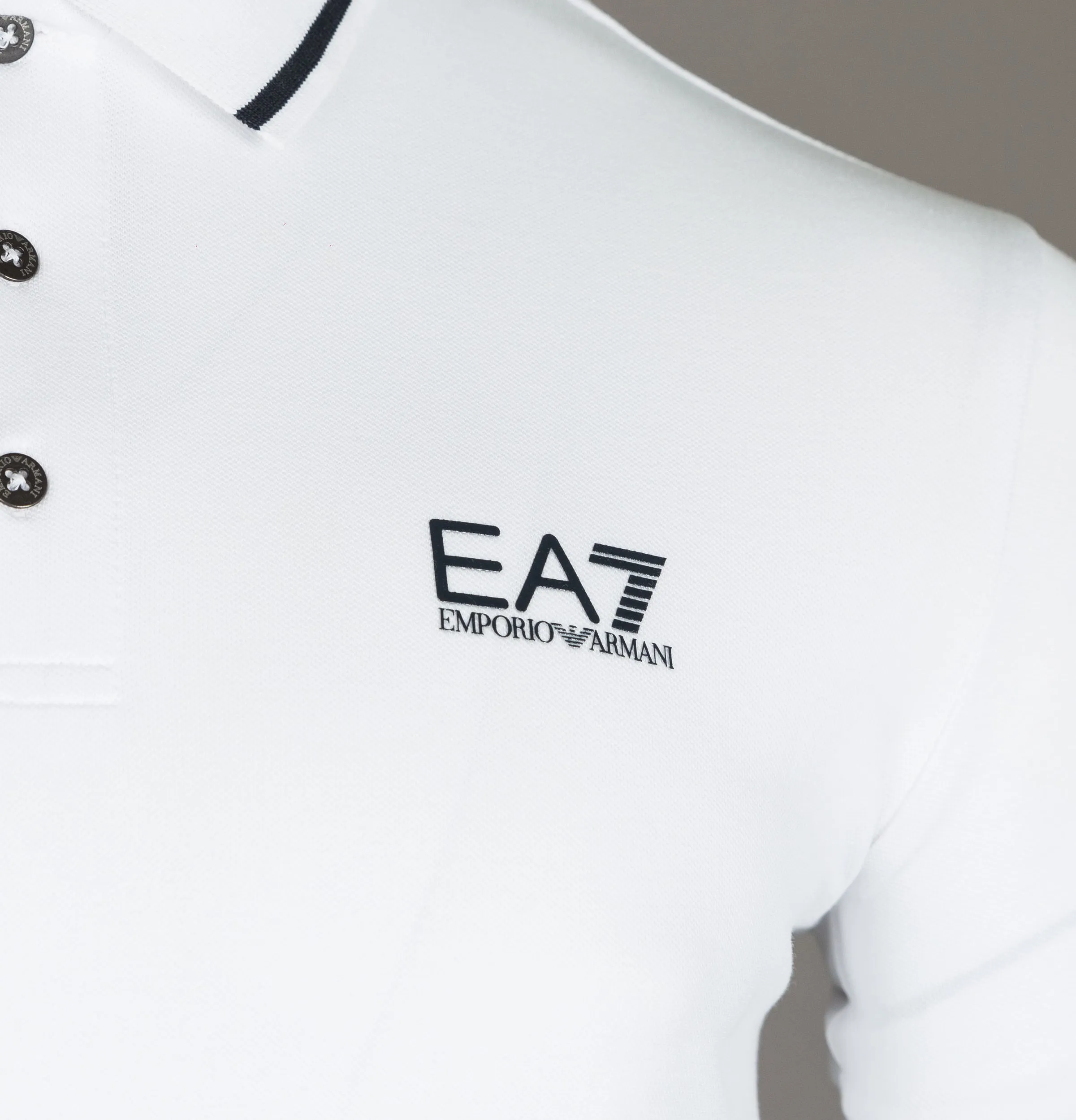 EA7 S/S Tipped Collar Polo Shirt White