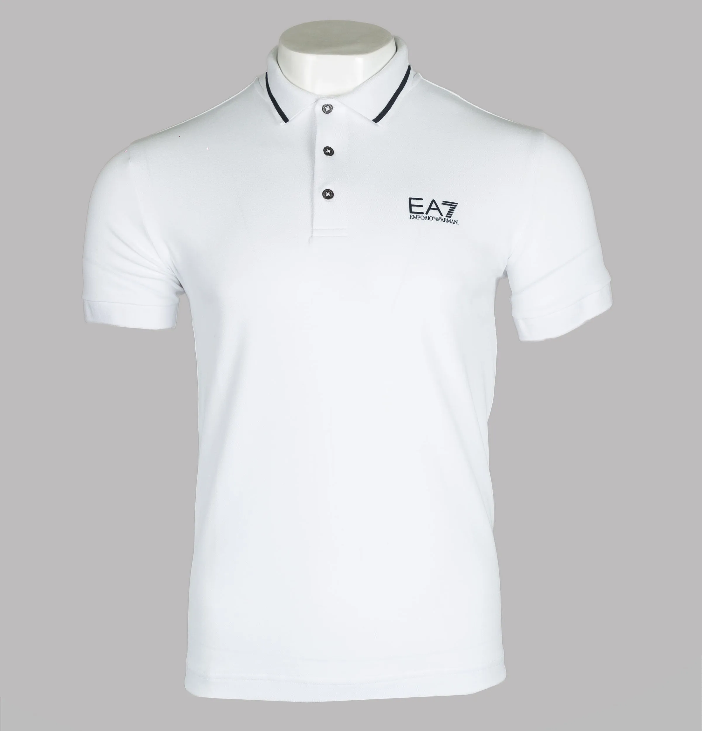 EA7 S/S Tipped Collar Polo Shirt White