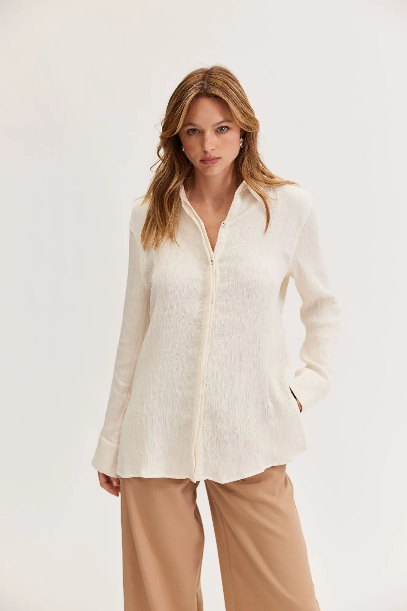 Elena Textured Shirt | Cream