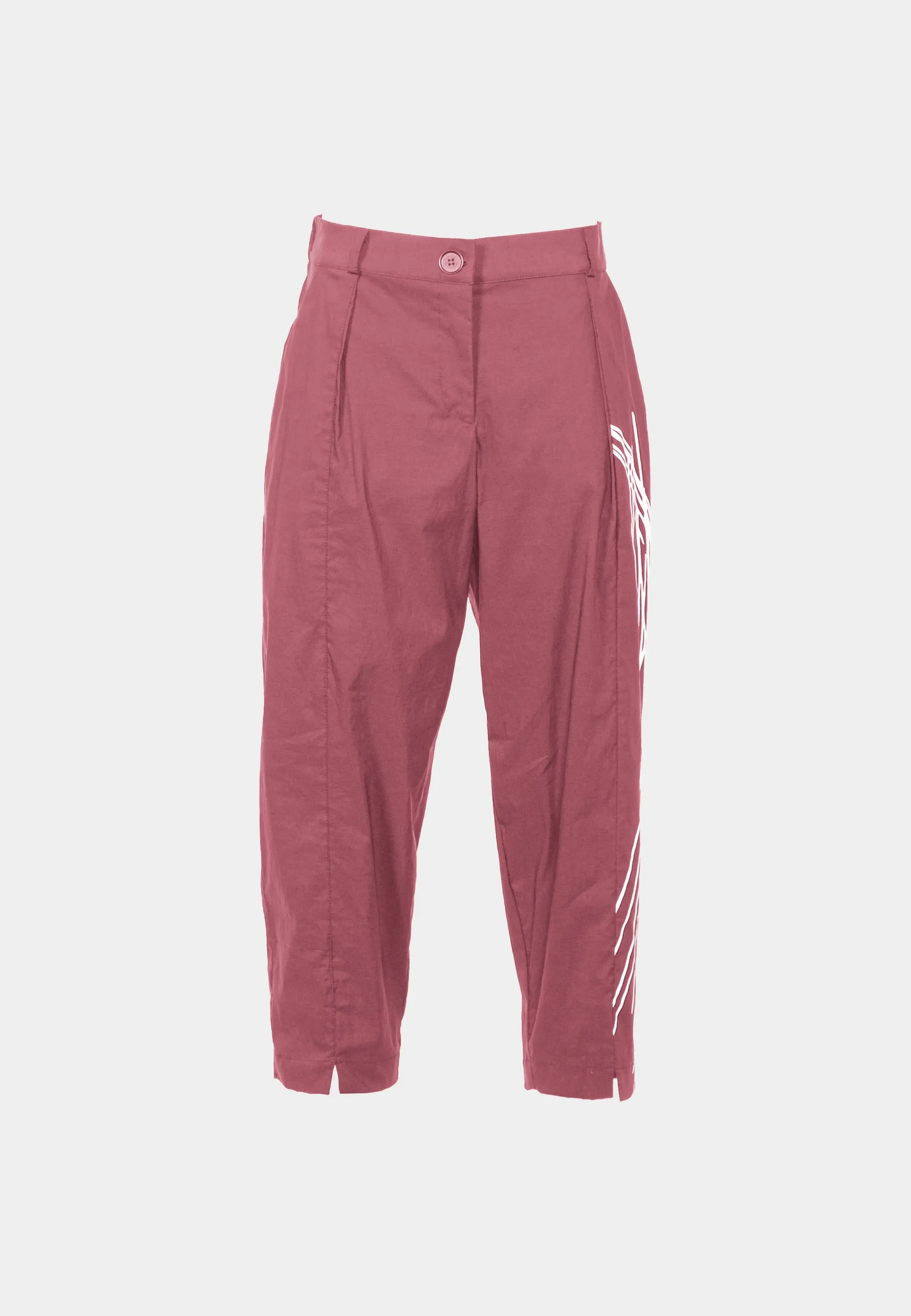 ELI Printed, stretch linen & cotton blended pants