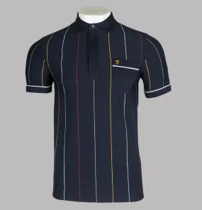 Farah Barras Striped Polo Shirt True Navy