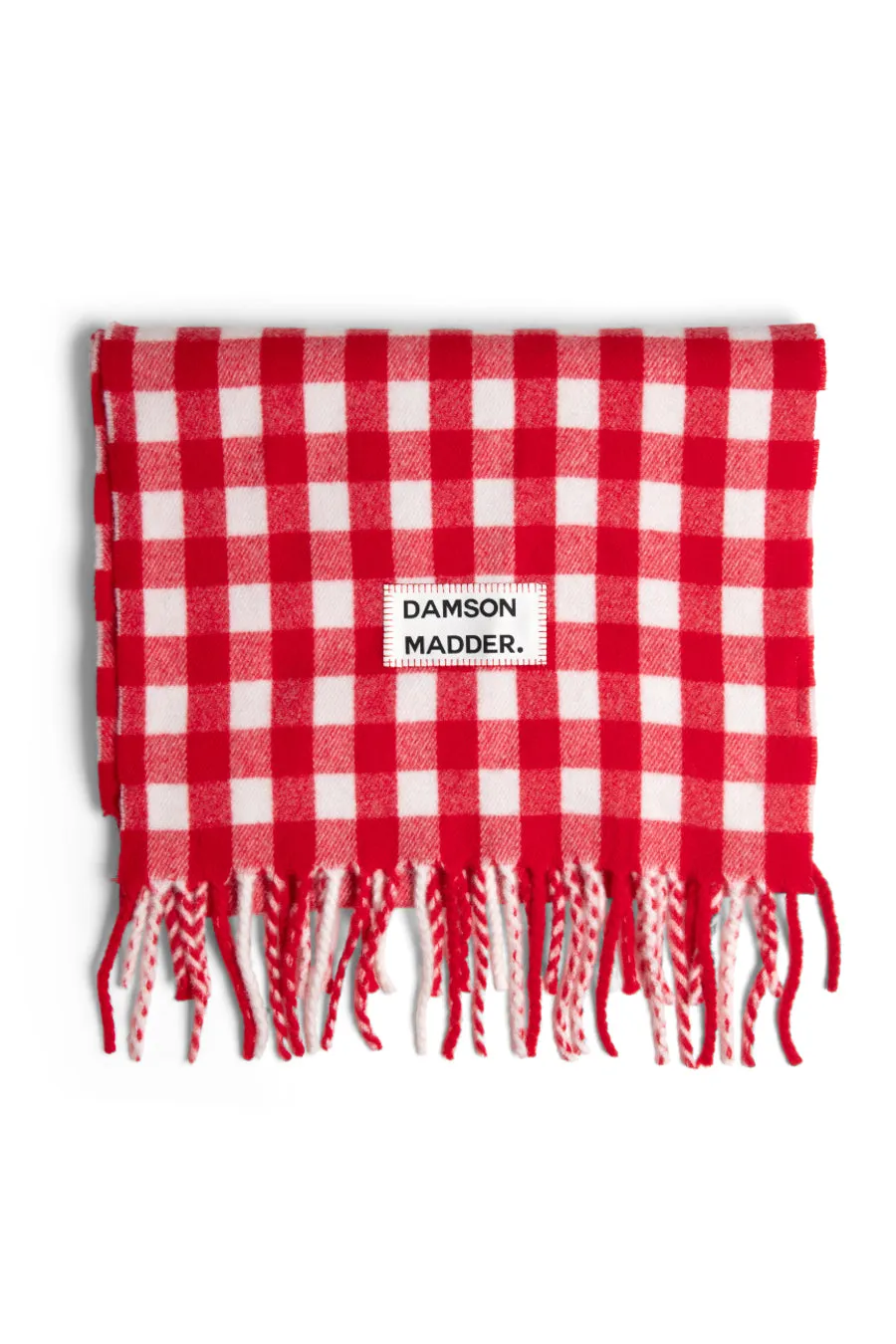 gingham scarf in responsible wool - red