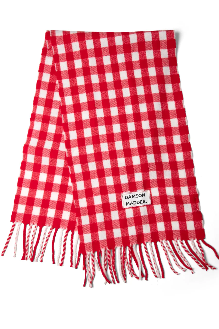 gingham scarf in responsible wool - red