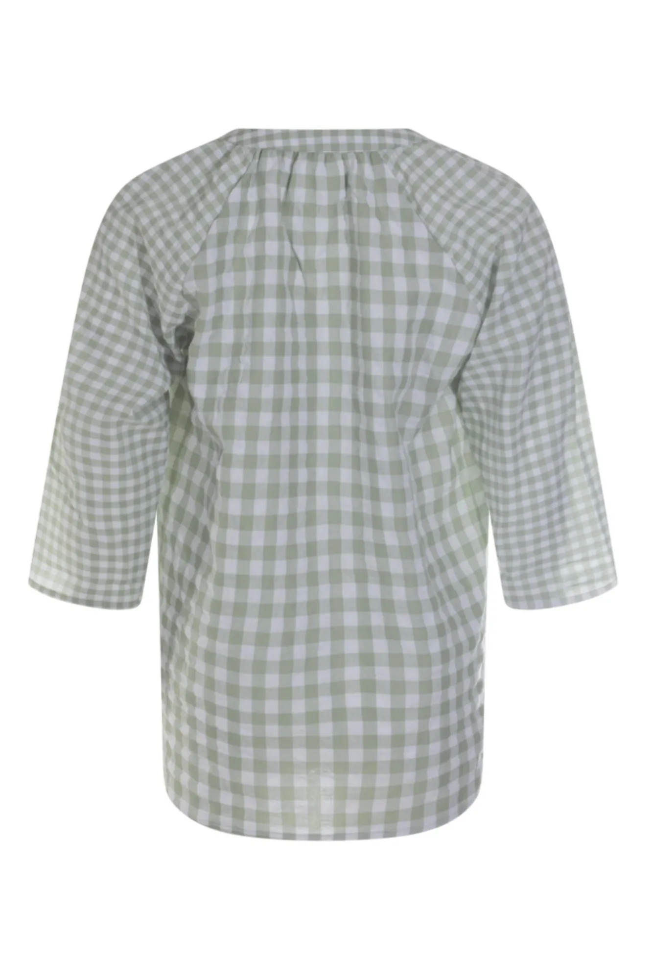 Gingham Tunic with nehru collar | SAGE/WHITE | 4078AR