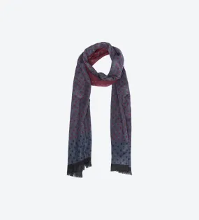 Grey Red Navy Polka Dot Scarf