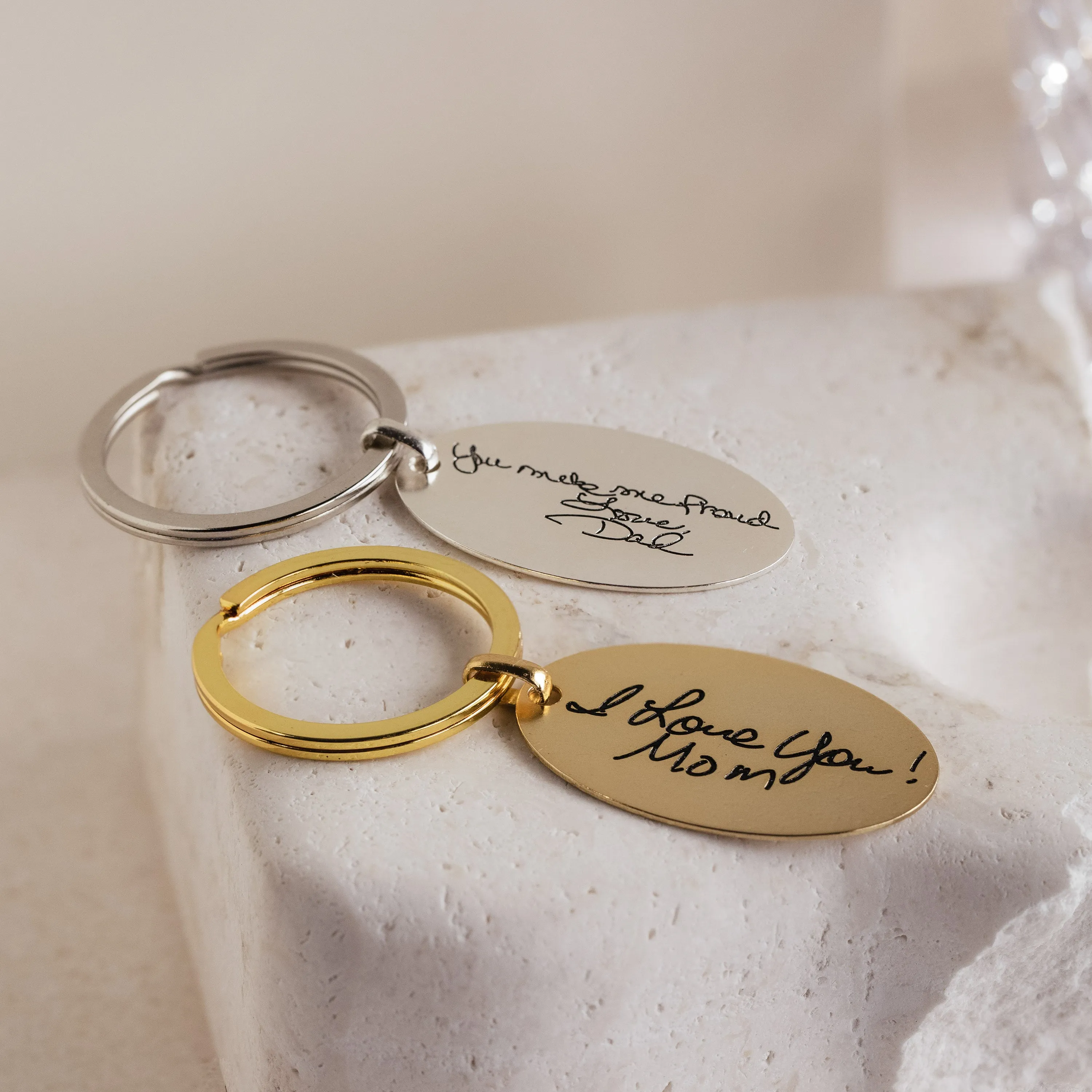 Handwriting Oval Keychain