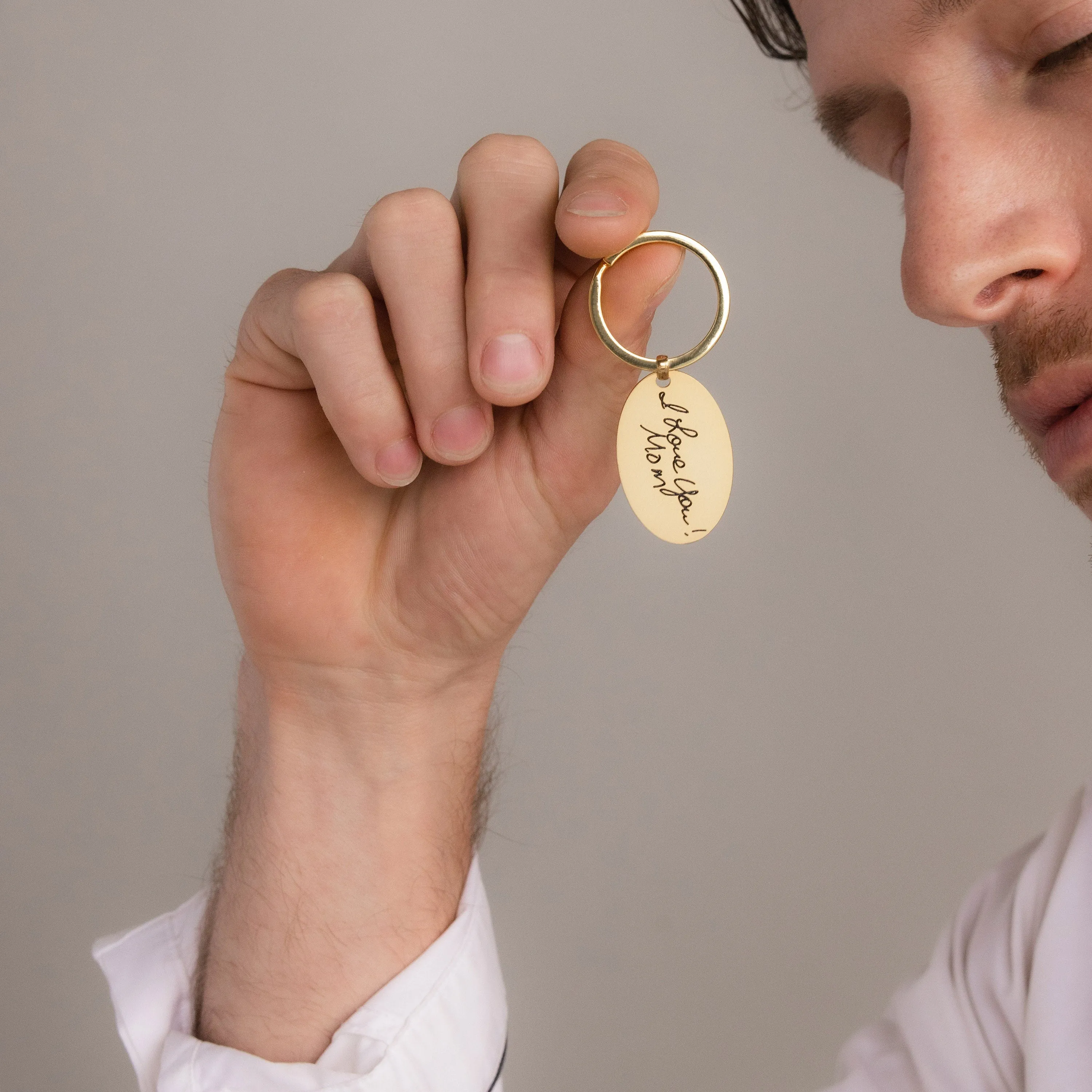 Handwriting Oval Keychain