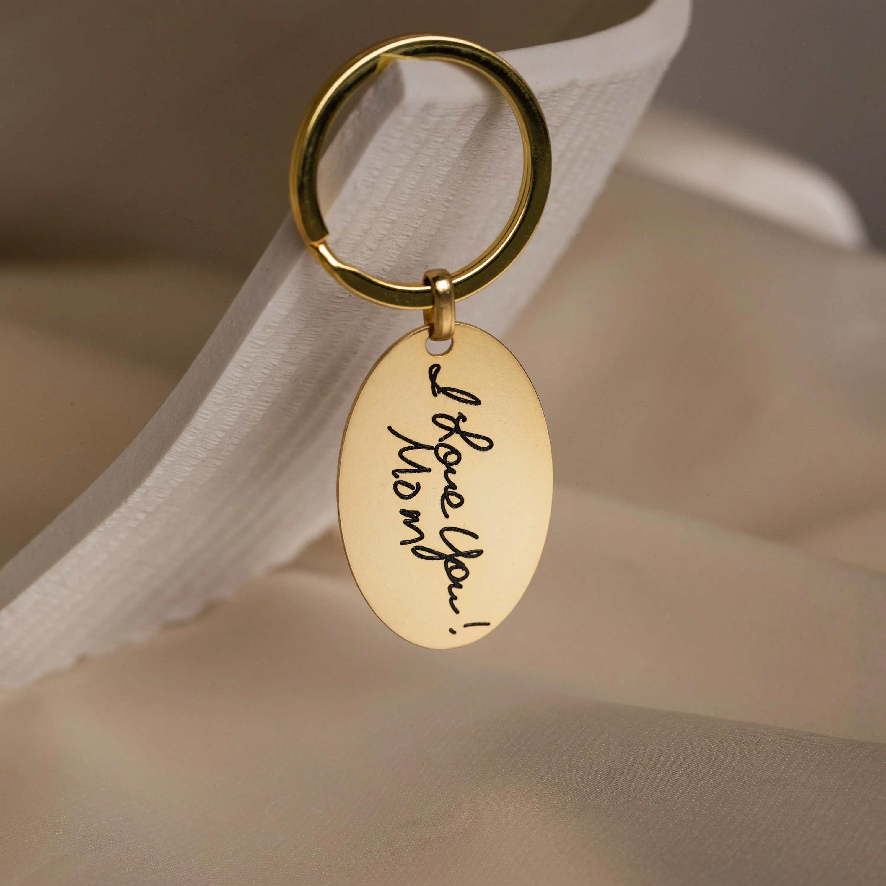 Handwriting Oval Keychain