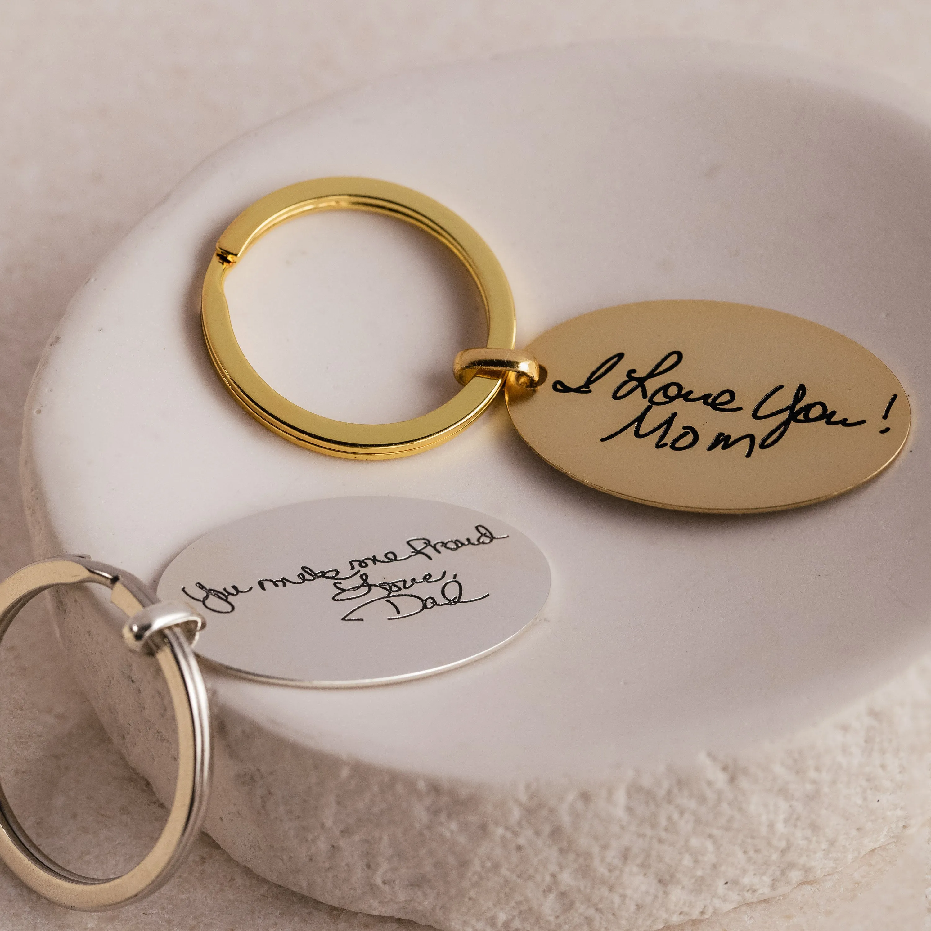 Handwriting Oval Keychain