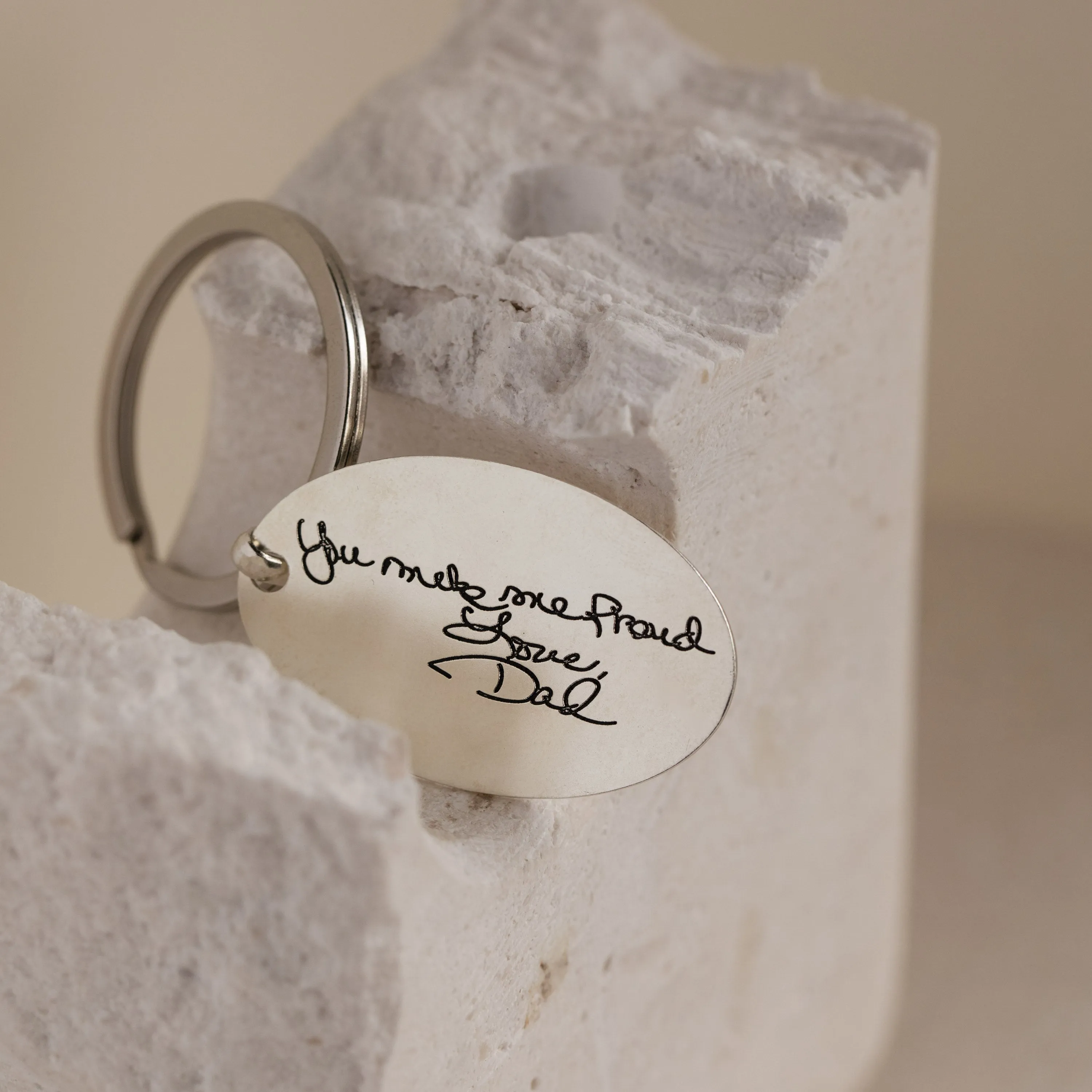 Handwriting Oval Keychain