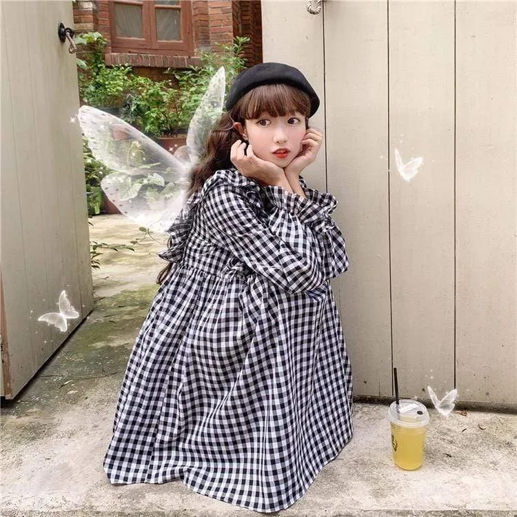 Kawaii Flare Sleeved Dress With Bowknot