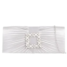 Koko Silver Satin Clutch Bag