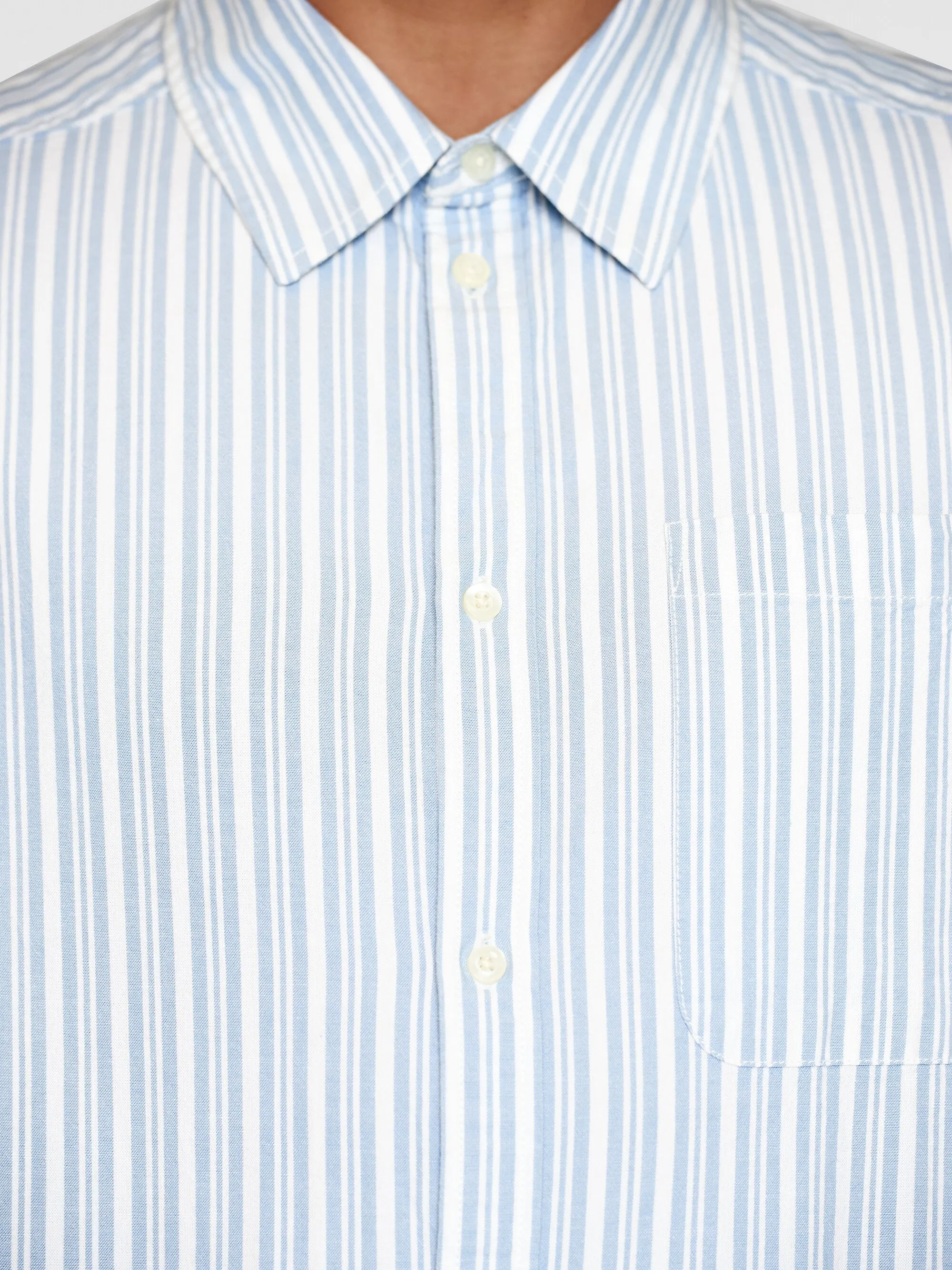 Loose striped slub canvas shirt - GOTS/Vegan - Blue stripe