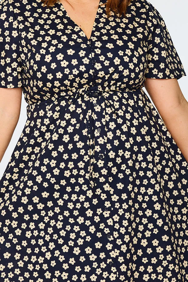 Marley Cotton Navy Sweet Daisy Dress