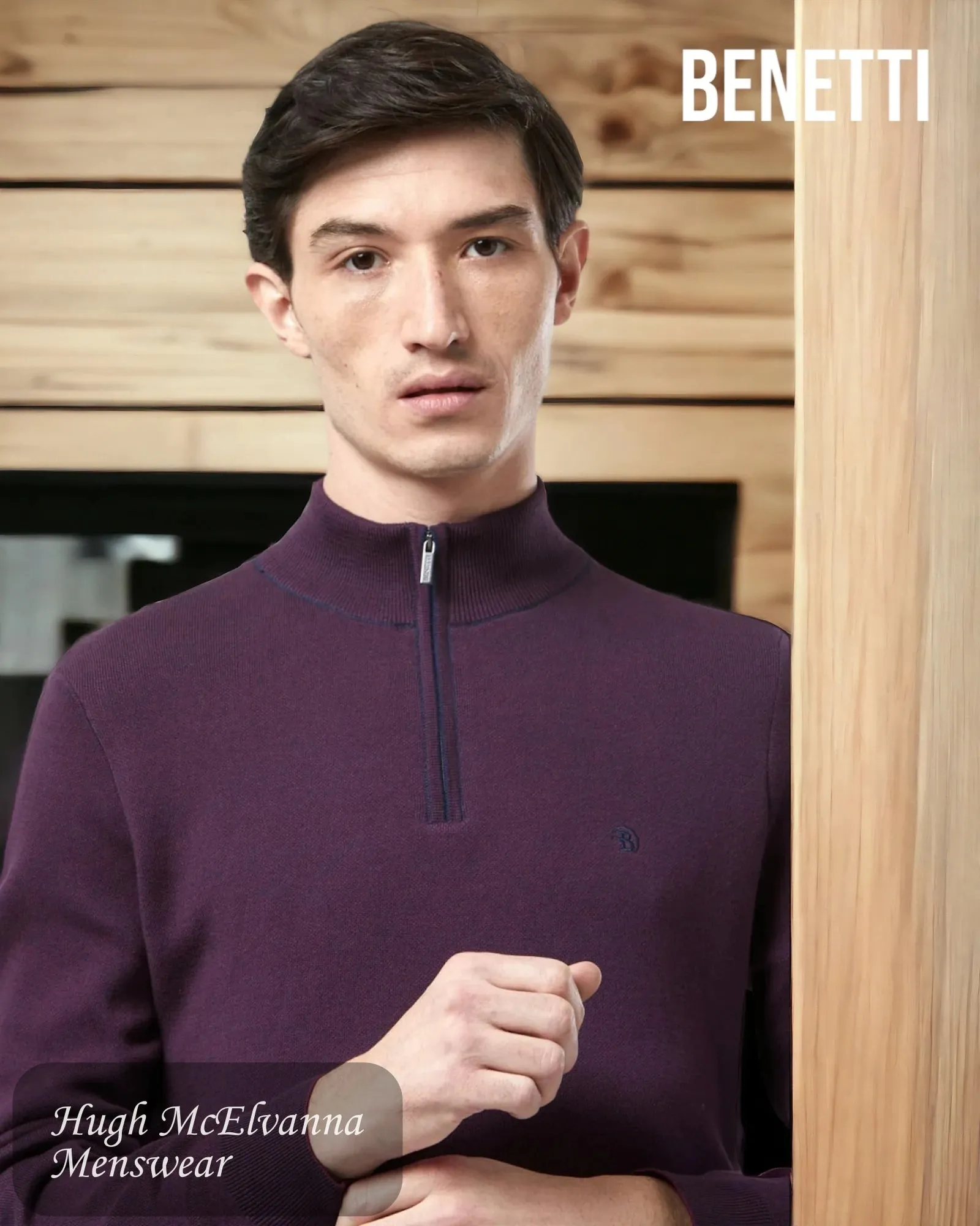 Men's Quarter Zip Benetti 'VERONA' Plum Pullover