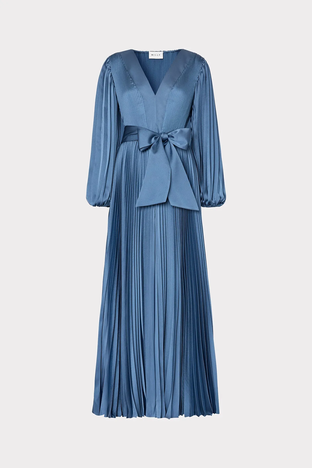 Nadie Pleated Satin Maxi Dress