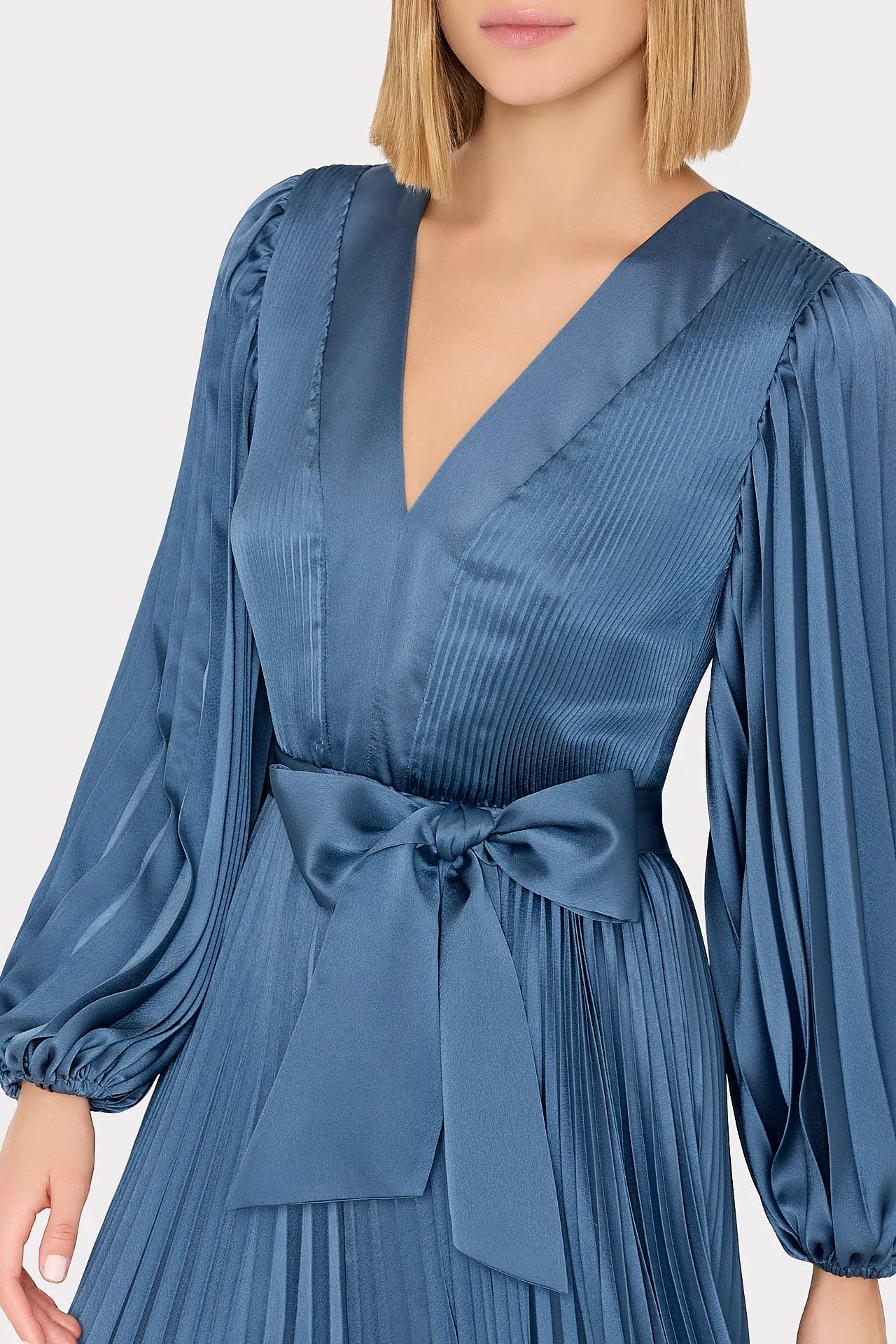 Nadie Pleated Satin Maxi Dress