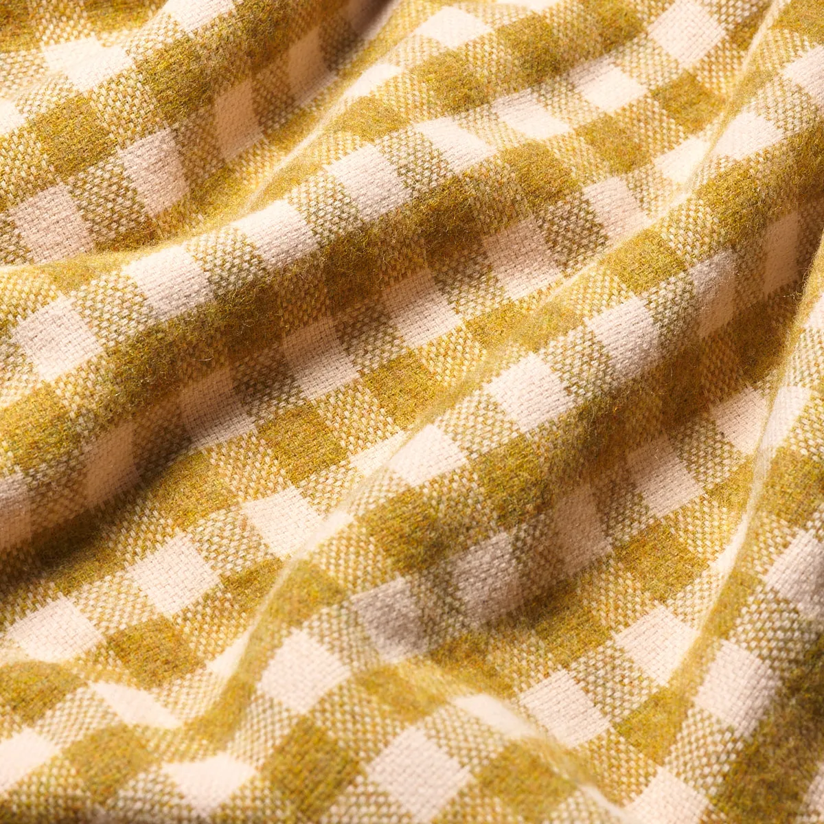 Ochre Gingham Wool Blanket