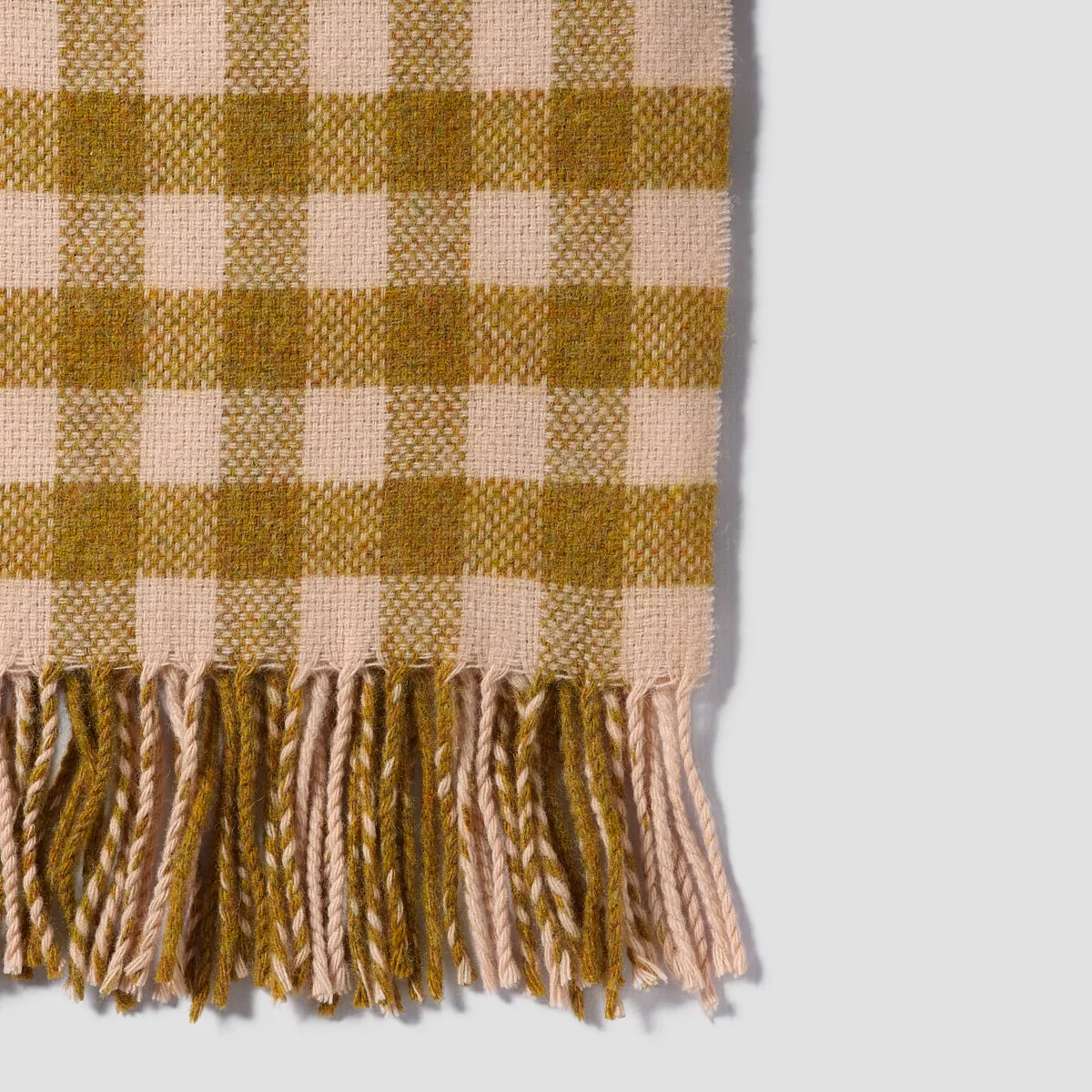 Ochre Gingham Wool Blanket