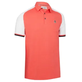 Original Penguin Mens Raglan Colour Block Stretch Golf Polo Shirt - BITTERSWEET