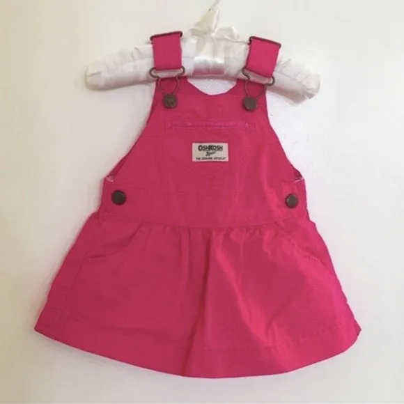 OshKosh Bright Pink Overall Jumper Dress 6 Months