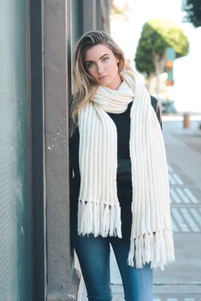 OVERSIZED RIB SCARF - IVORY